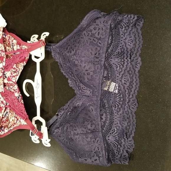 💕JESSICA SIMPSON💕 2 Pack Bralettes Floral & Blue Lace Large L NWT - Picture 5 of 14
